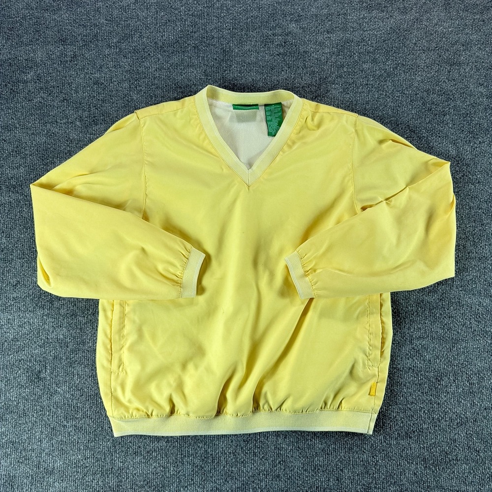 Liz Claiborne Liz Golf Yellow V-Neck Windbreaker Pullover Mesh‎ Lined Sm Preppy